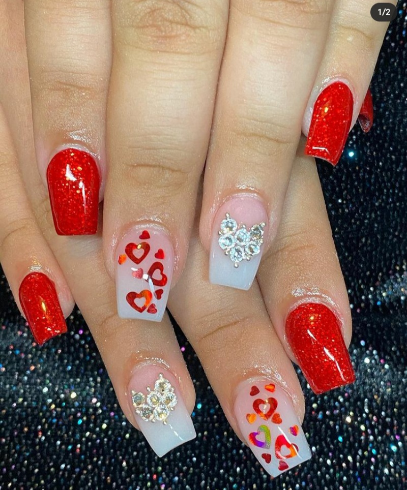 valentine acrylic nail designs