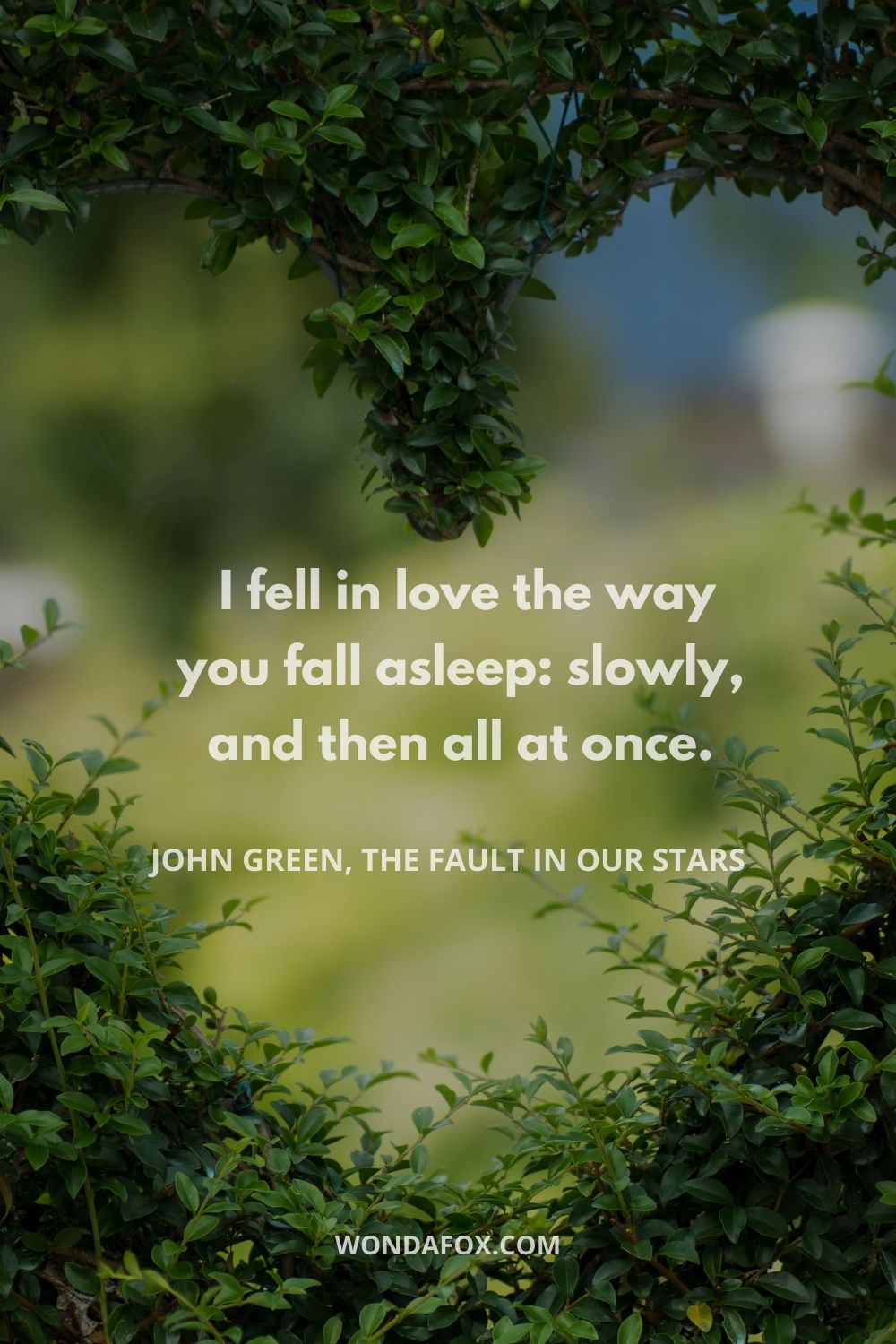  I fell in love the way you fall asleep: slowly, and then all at once.
