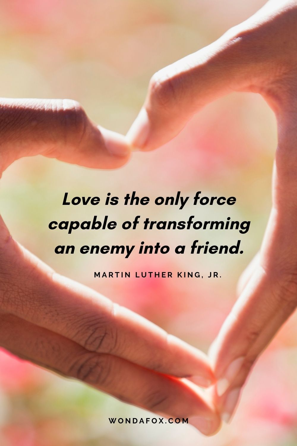 Love is the only force capable of transforming an enemy into a friend.