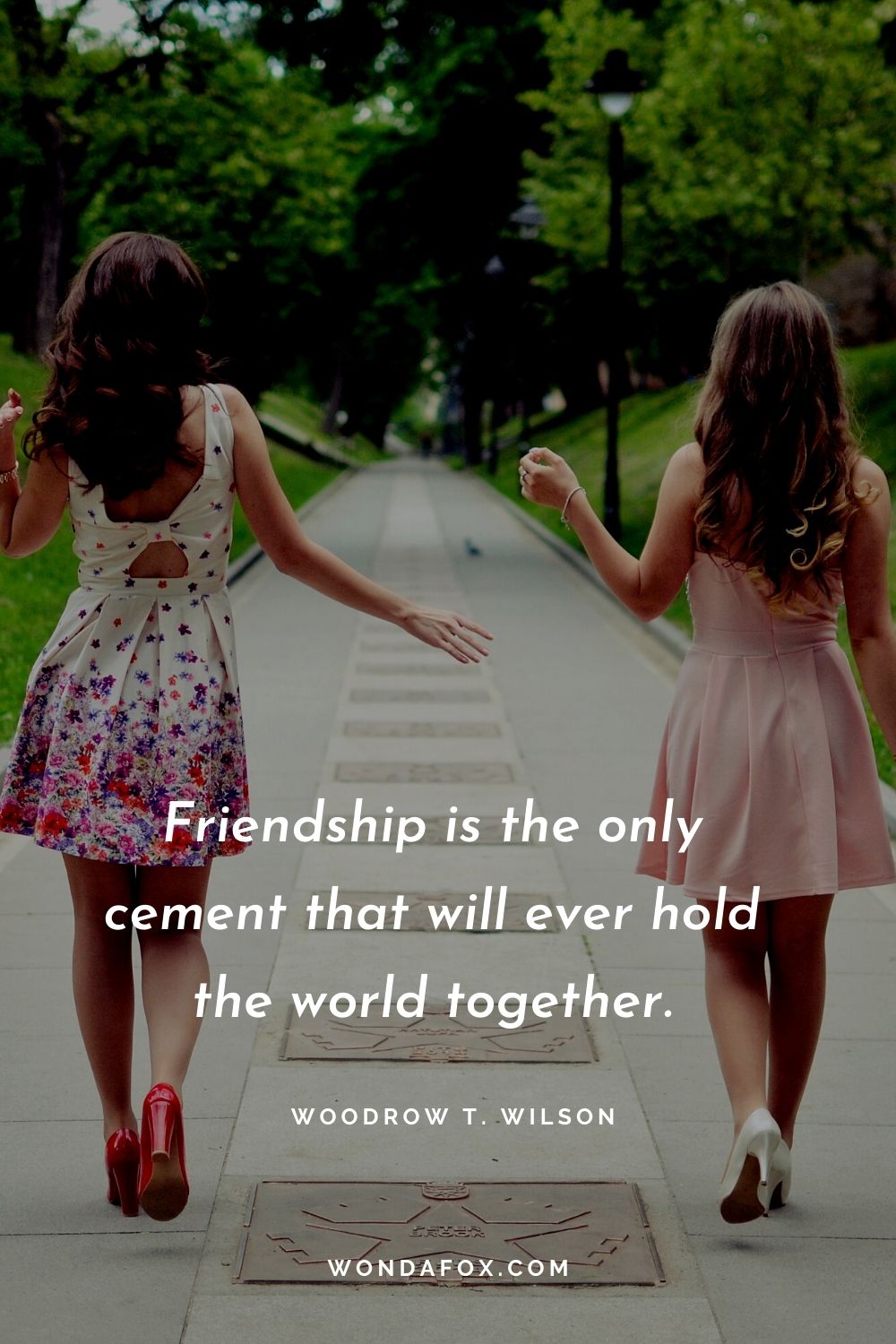 Friendship is the only cement that will ever hold the world together.