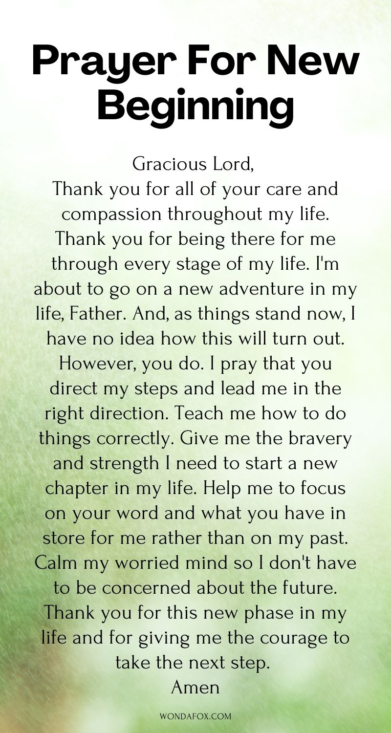 prayer for new beginnings