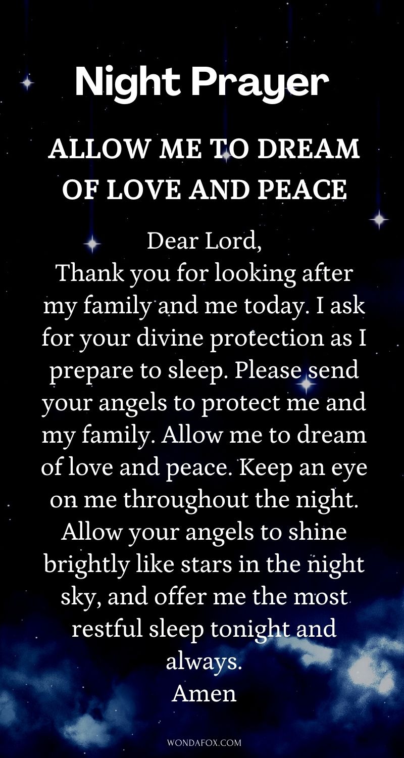 Allow me to dream of love and peace - short night prayers