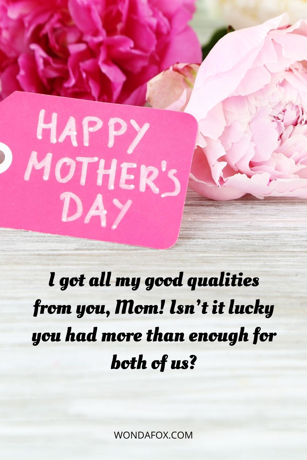 I got all my good qualities from you, Mom! Isn’t it lucky you had more than enough for both of us?