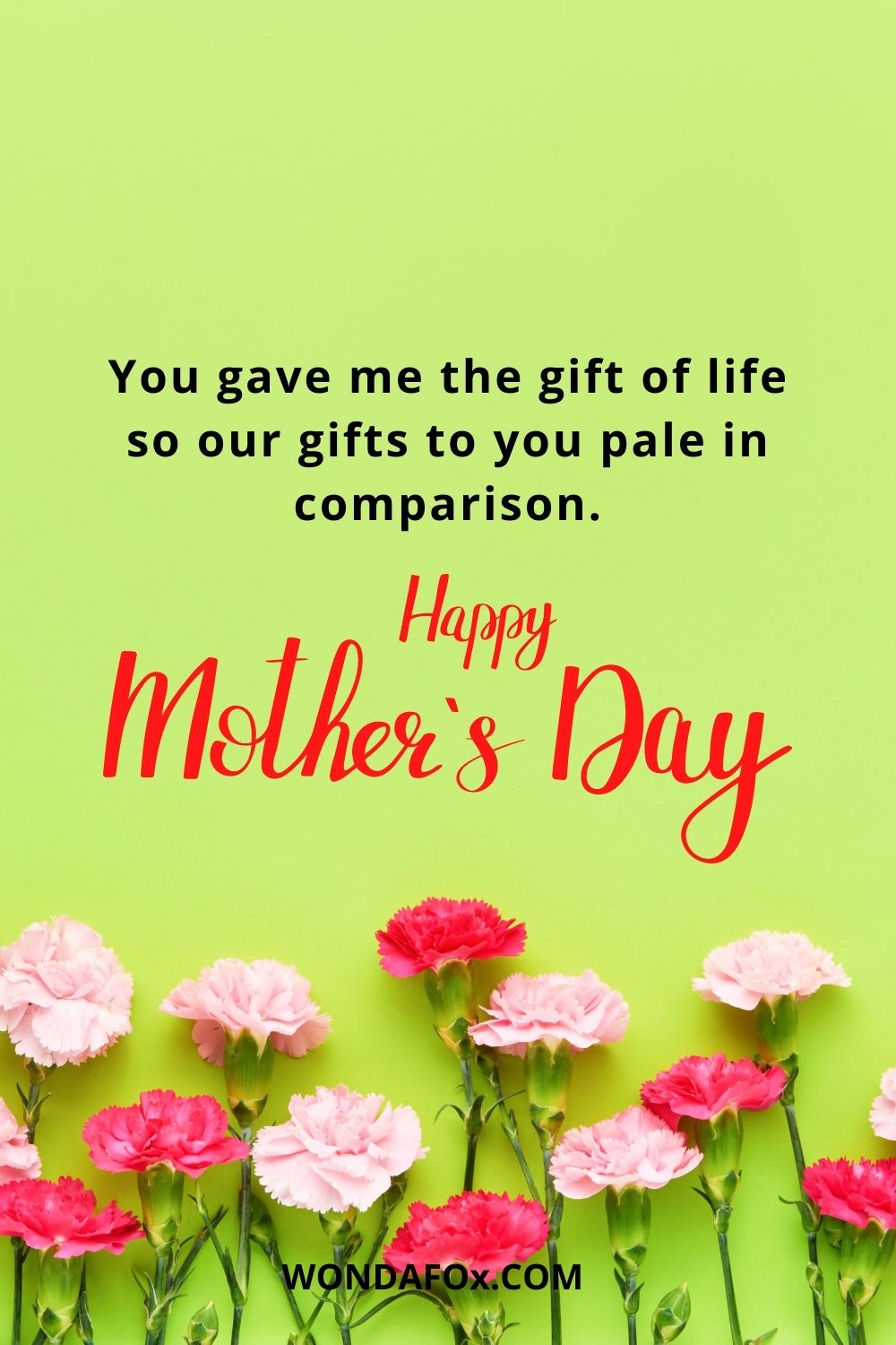 You gave me the gift of life so our gifts to you pale in comparison. Happy Mother’s Day!
