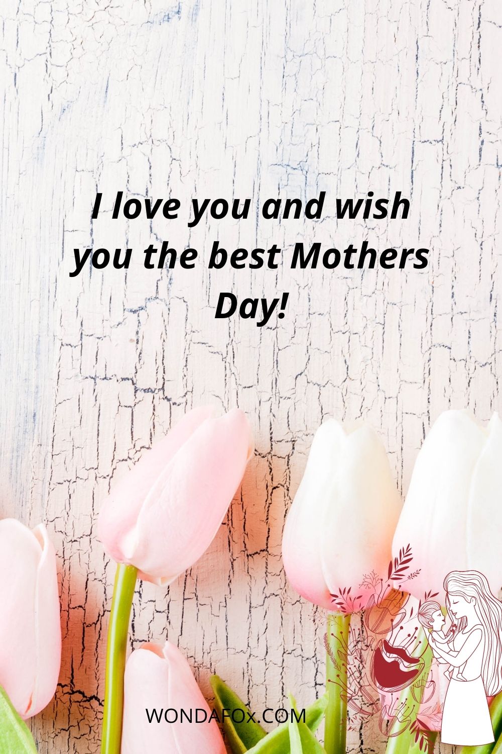 I love you and wish you the best Mothers Day!