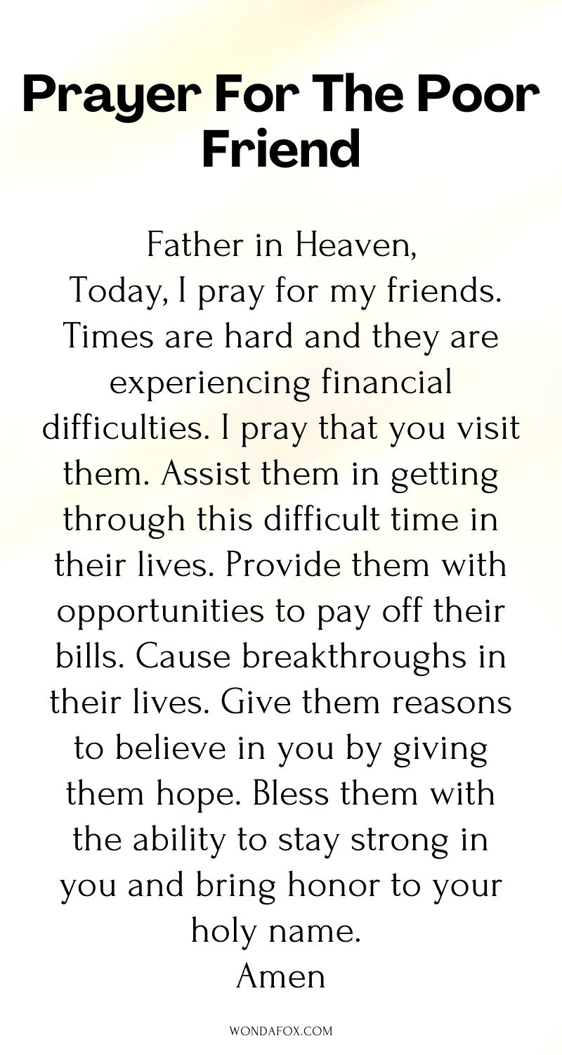 Prayer for the poor friend