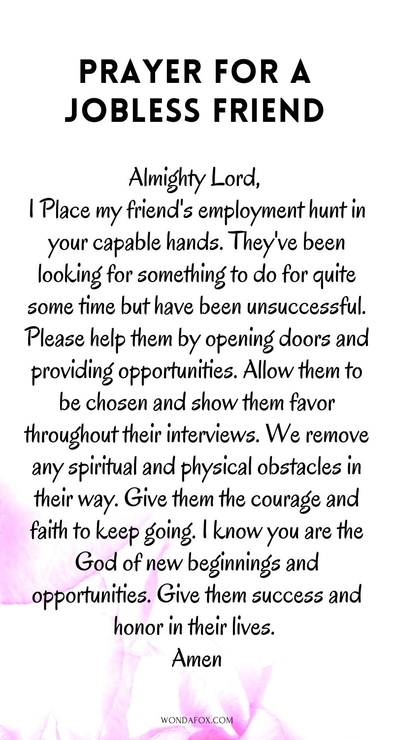 Prayer for a jobless friend