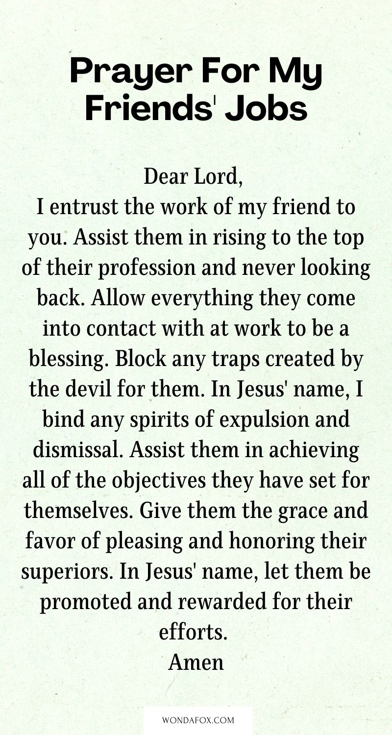 Prayer for my friends' jobs special prayers for a friend