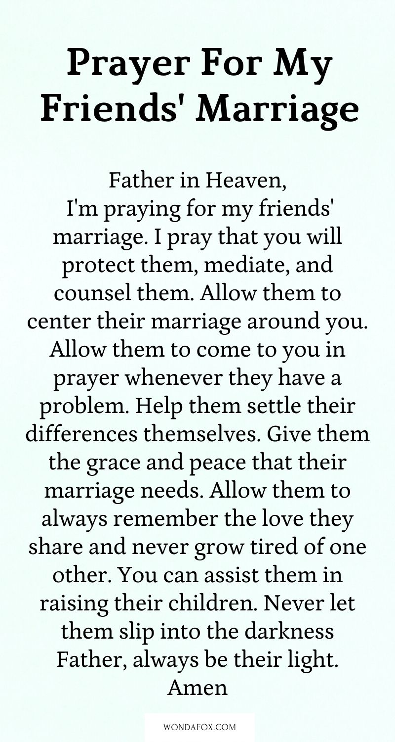 Prayer for my friends' marriage