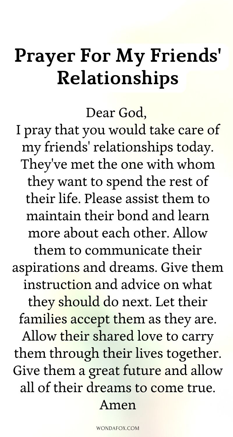 Prayer for my friends' relationships special prayers for a friend