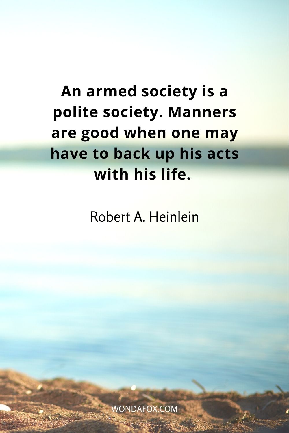 An armed society is a polite society. Manners are good when one may have to back up his acts with his life. 