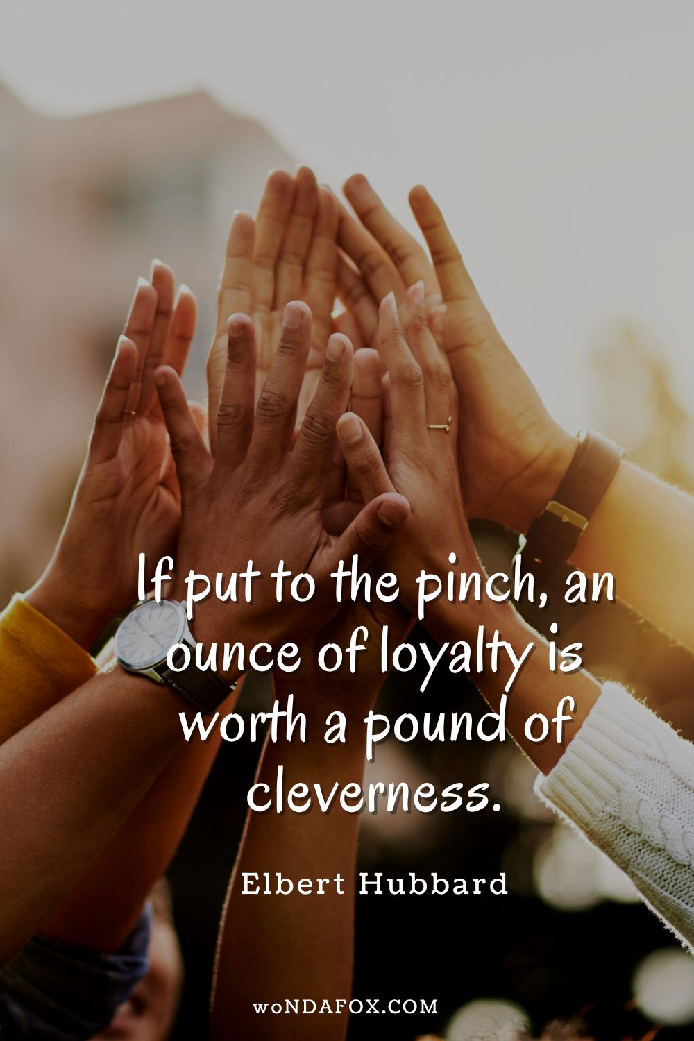If put to the pinch, an ounce of loyalty is worth a pound of cleverness.” 