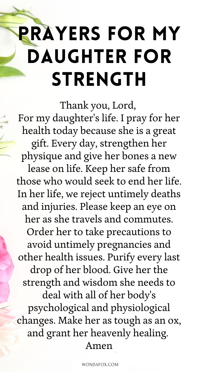 Prayers for my daughter for strength