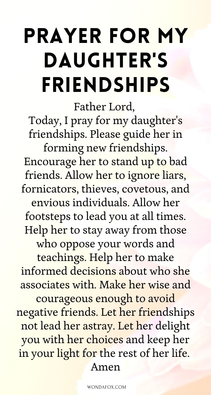 Prayer for my daughter's friendships