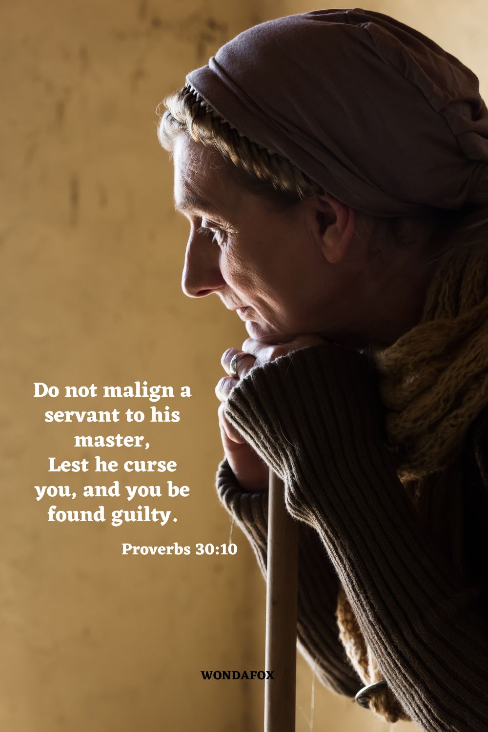 Do not malign a servant to his master, Lest he curse you, and you be found guilty.
Proverbs 30:10