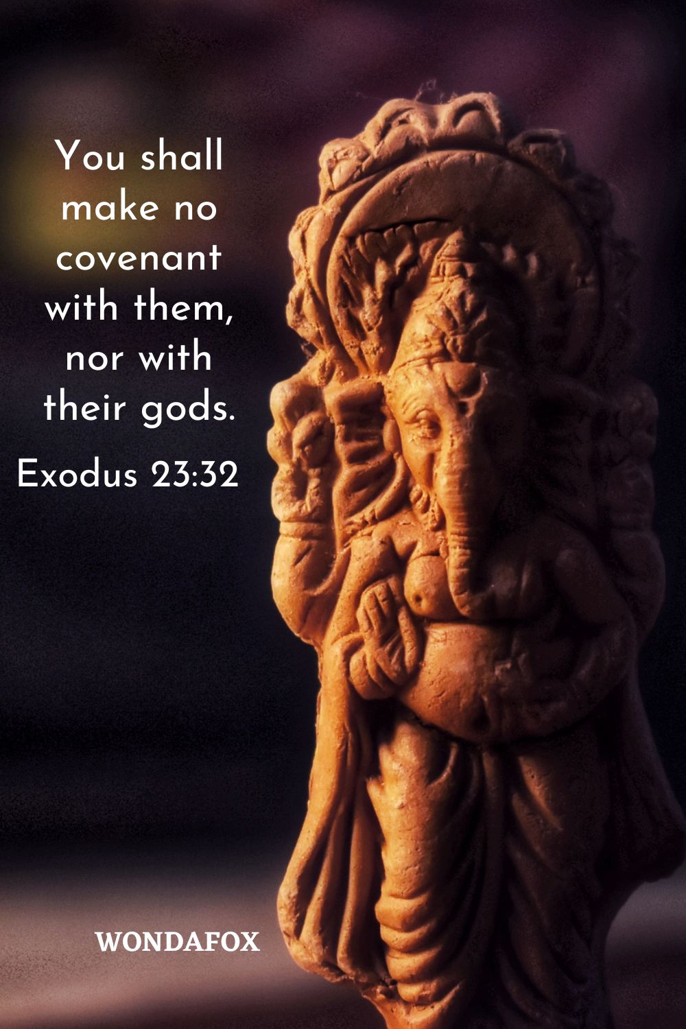 You shall make no covenant with them, nor with their gods.
Exodus 23:32