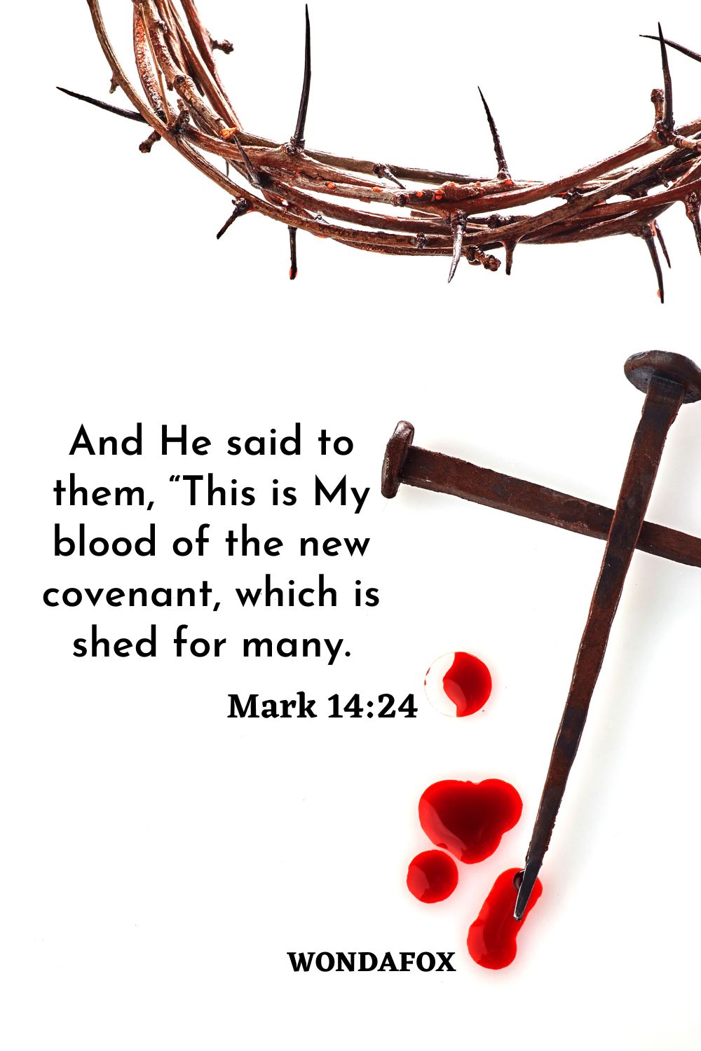 And He said to them, “This is My blood of the new covenant, which is shed for many.
Mark 14:24