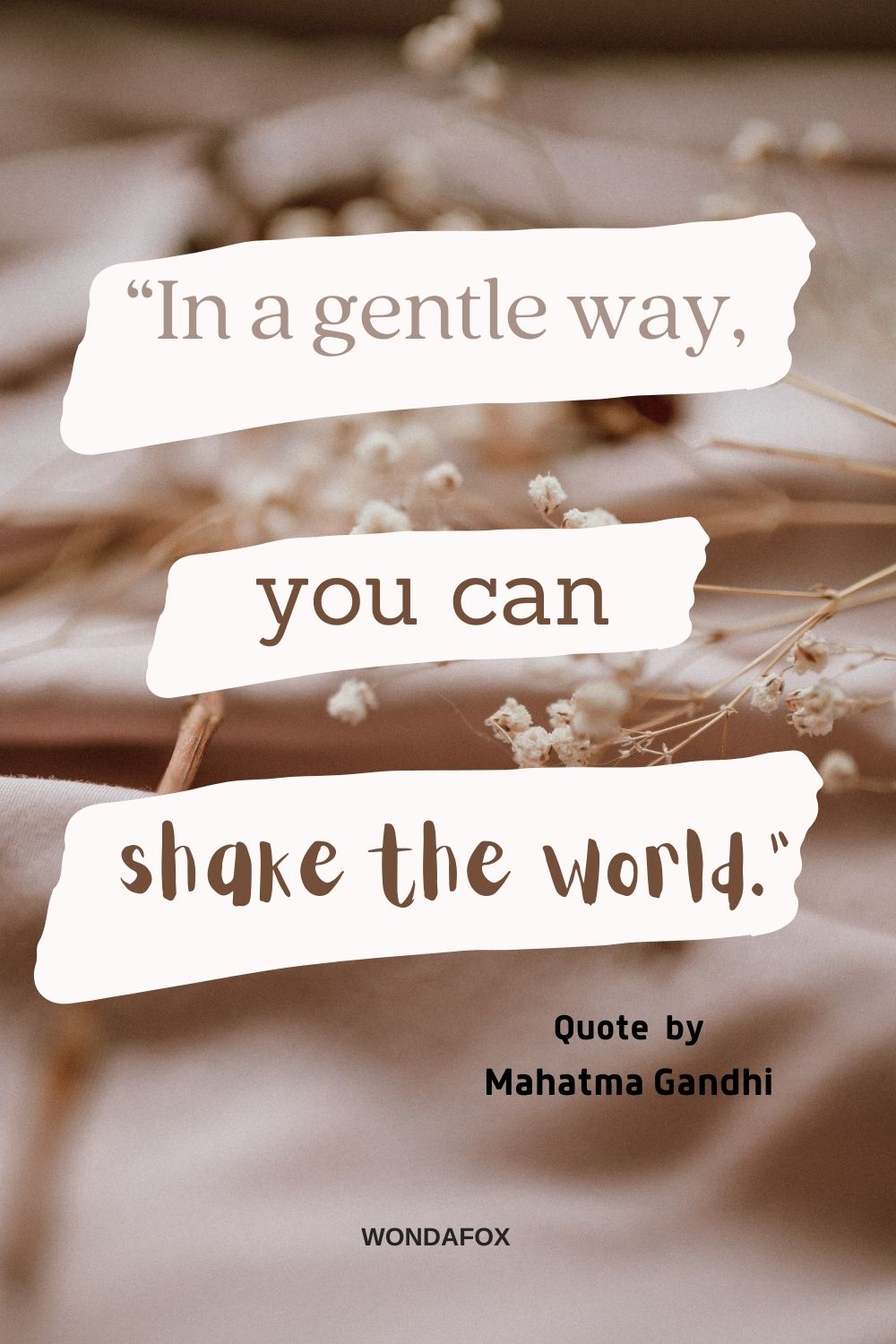 “In a gentle way, you can shake the world.”
Mahatma Gandhi