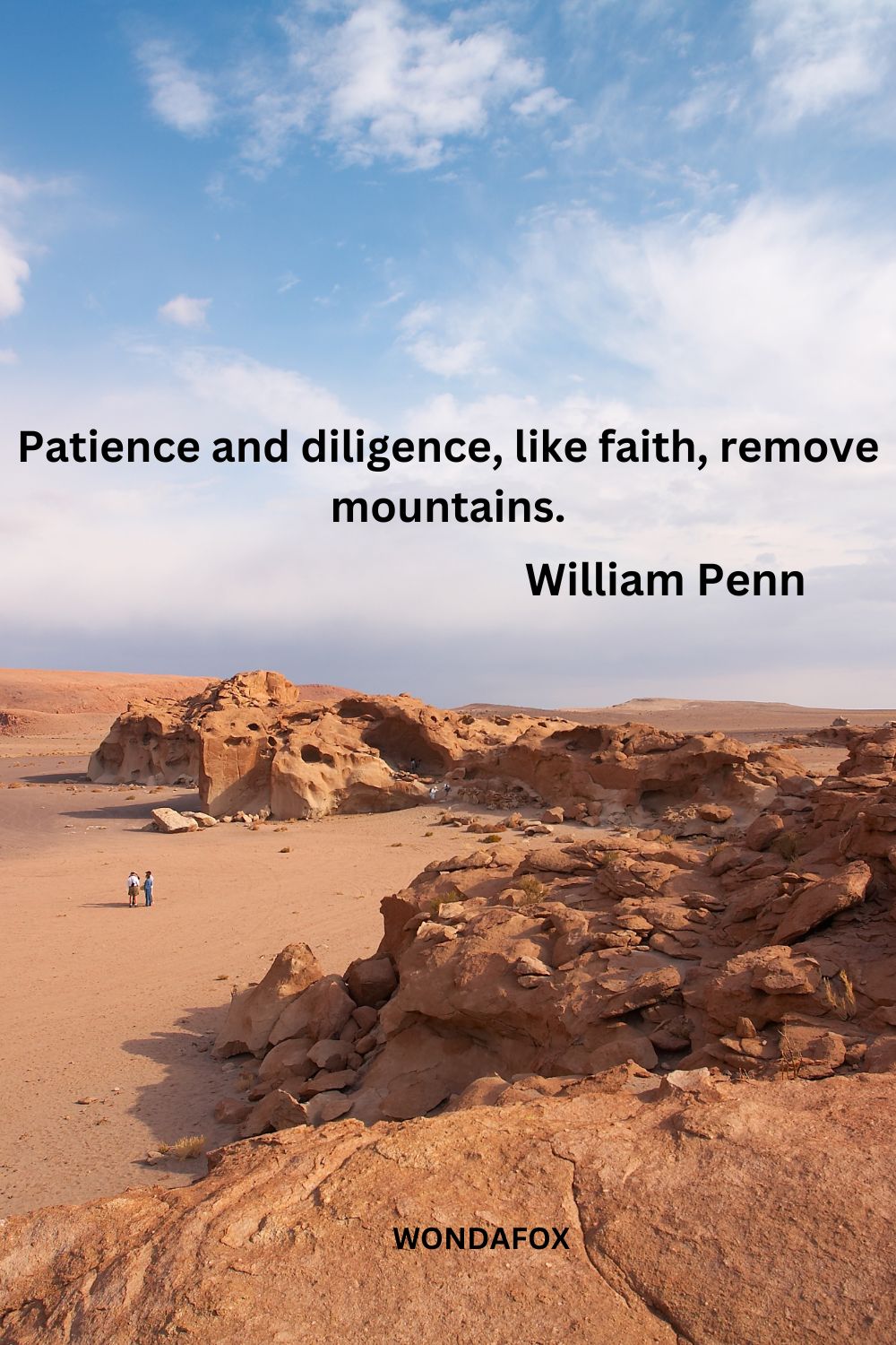 Patience and diligence, like faith, remove mountains.
William Penn
