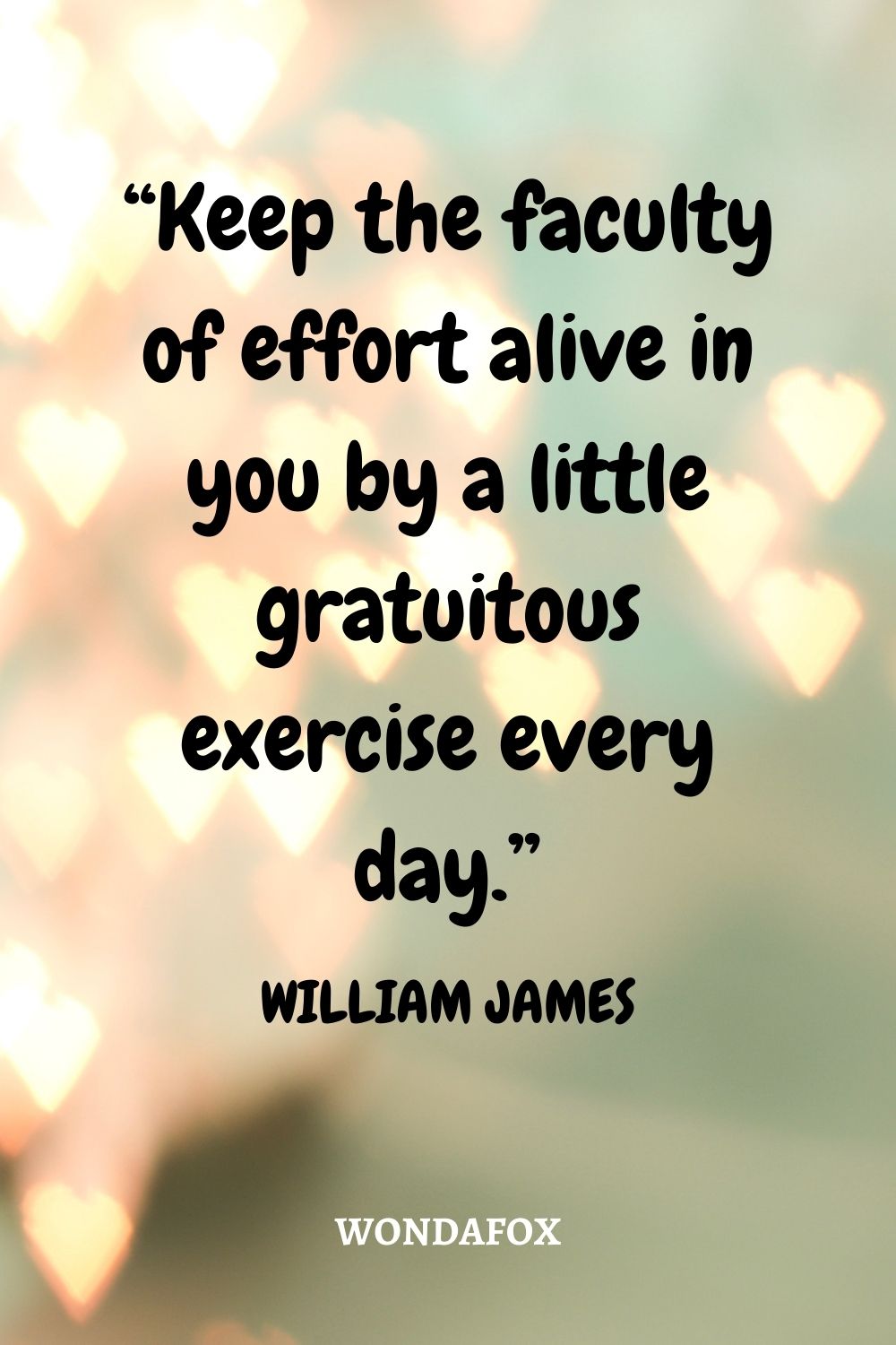 “Keep the faculty of effort alive in you by a little gratuitous exercise every day.”
William James