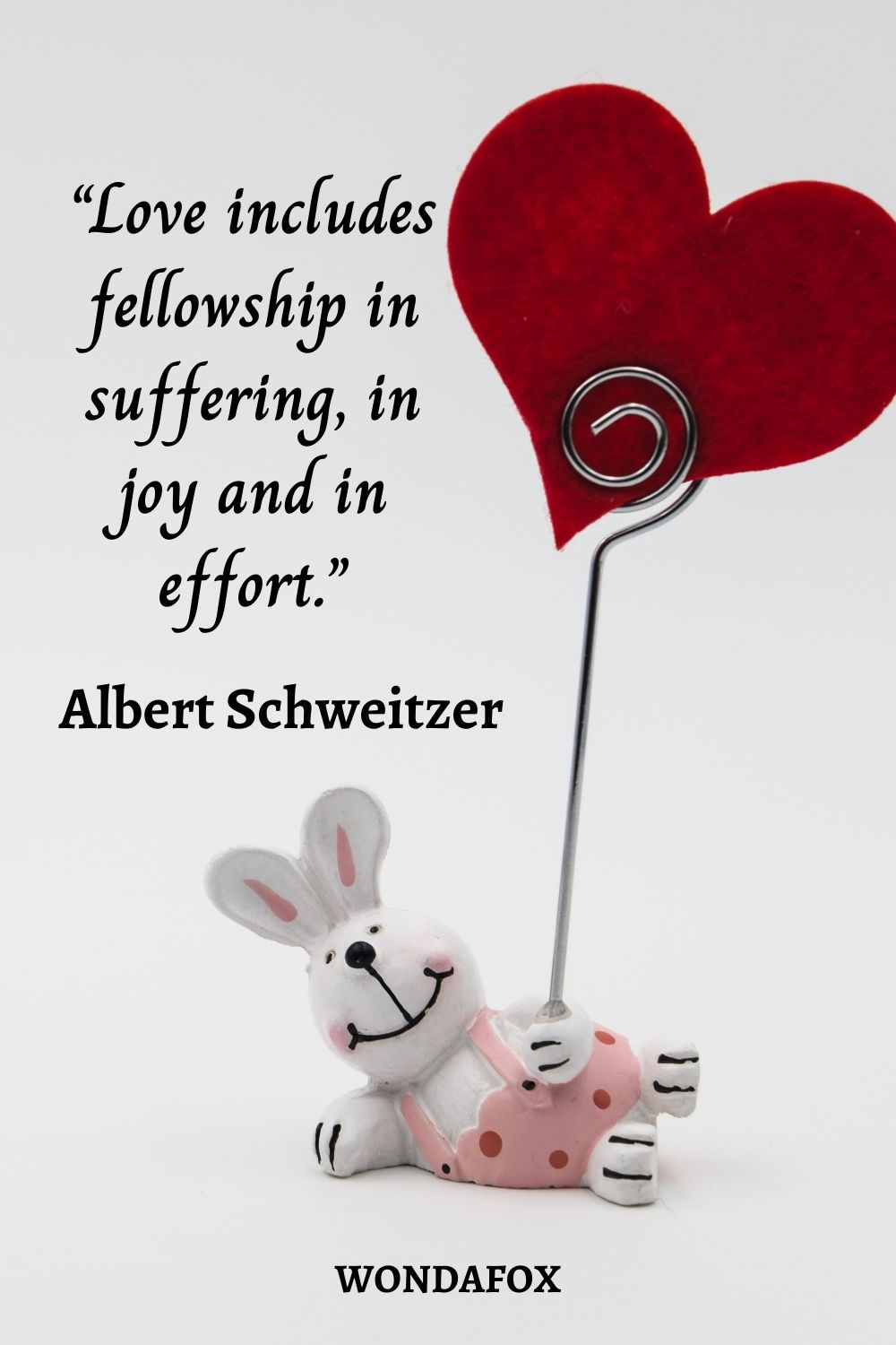 “Love includes fellowship in suffering, in joy and in effort.”
Albert Schweitzer