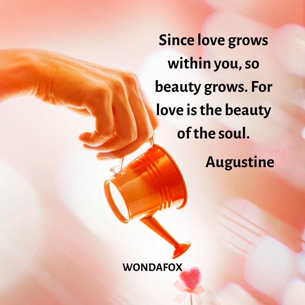 Since love grows within you, so beauty grows. For love is the beauty of the soul.
Augustine