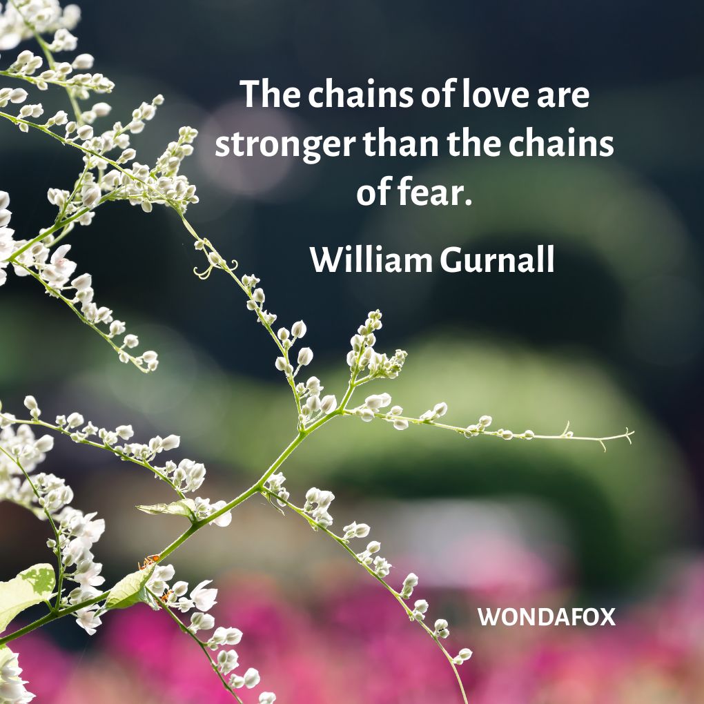 The chains of love are stronger than the chains of fear.
William Gurnall