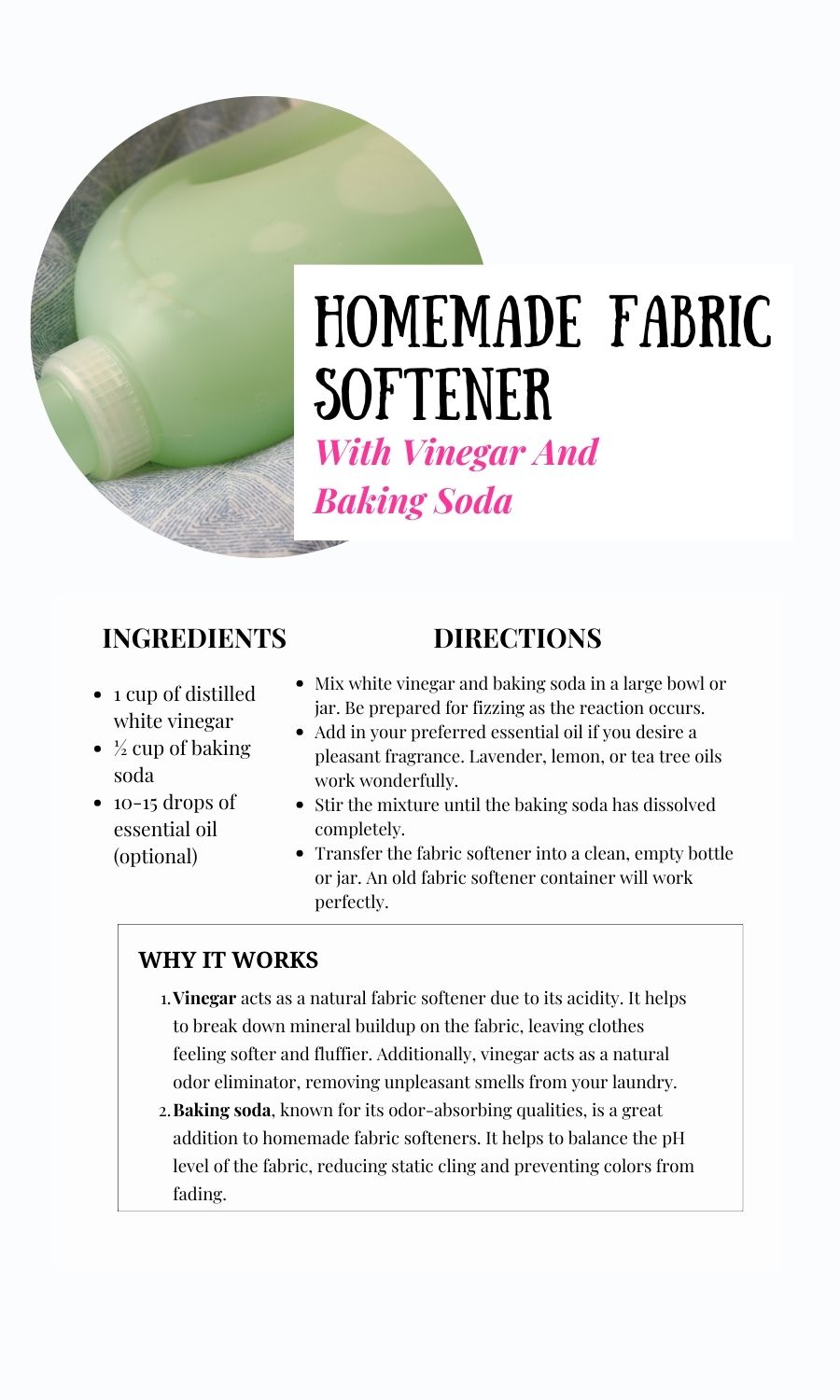 Homemade Fabric Softener With Vinegar And Baking Soda
